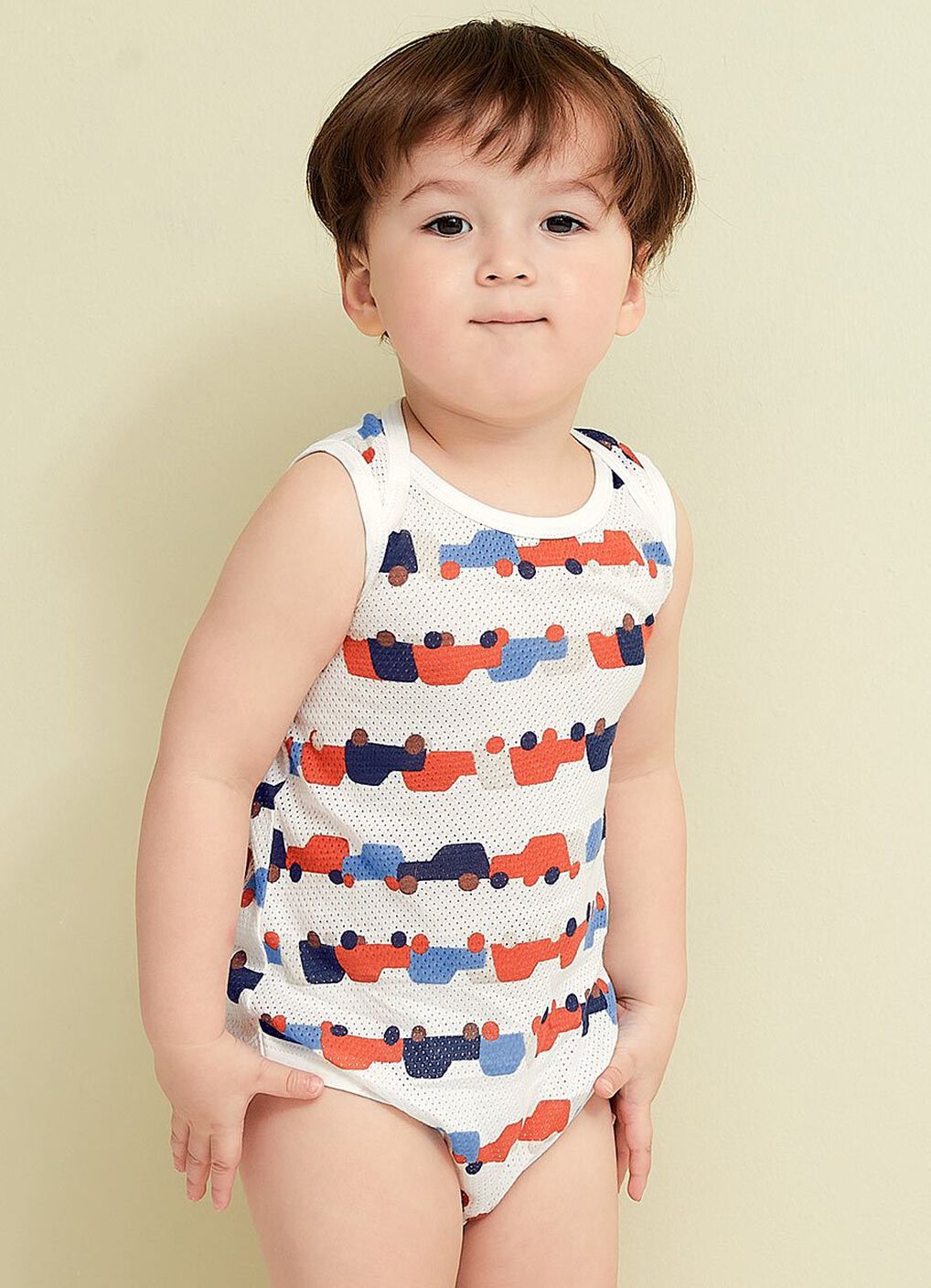 Baby Cotton Mesh Sleeveless Bodysuit 2 Pack, Mid Blue, hi-res image number 1