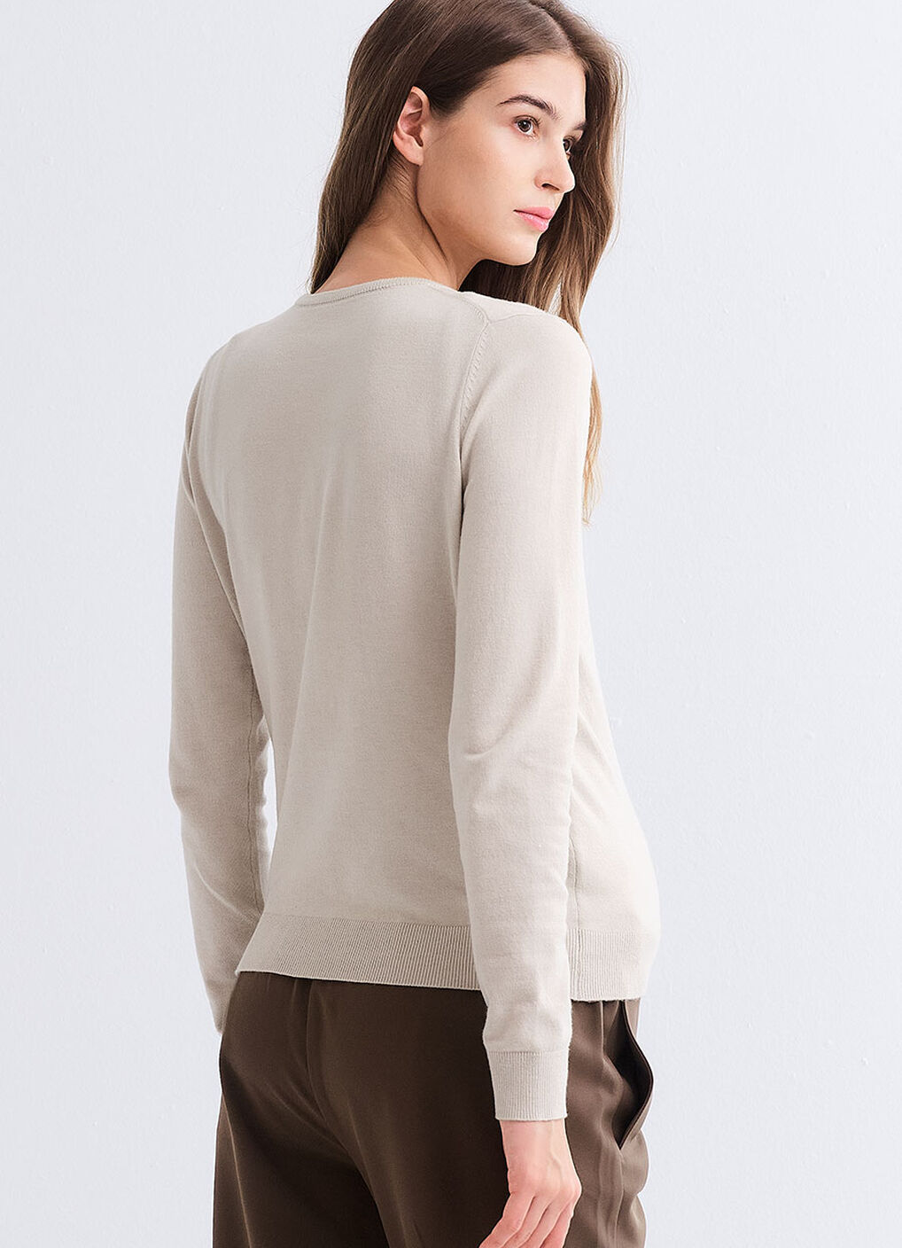 Knitted Crew Neck Maternity & Nursing Cardigan, Cream, hi-res image number 4