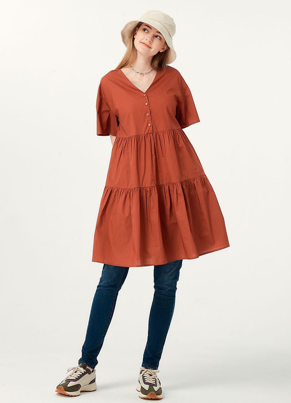 Flared Hem Cotton Maternity & Nursing Dress, , hi-res image number 4
