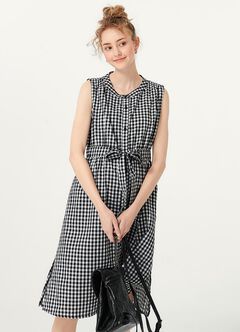 Button-through S/L Maternity & Nursing Dress, Black, hi-res