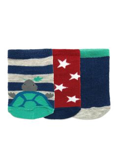 Newborn Socks-Animal(3pcs), Bondi Blue, hi-res