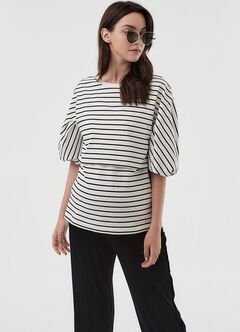 Pleated Maternity Straight Leg Pants, Black, hi-res