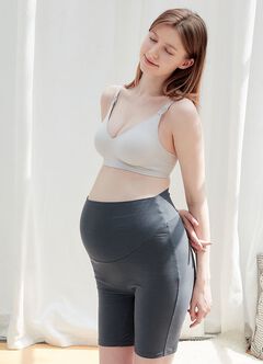 Ultra-Stretch Maternity Biker Shorts, Sage, hi-res