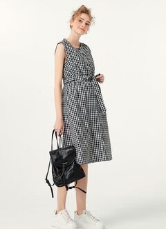 Button-through S/L Maternity & Nursing Dress, Black, hi-res