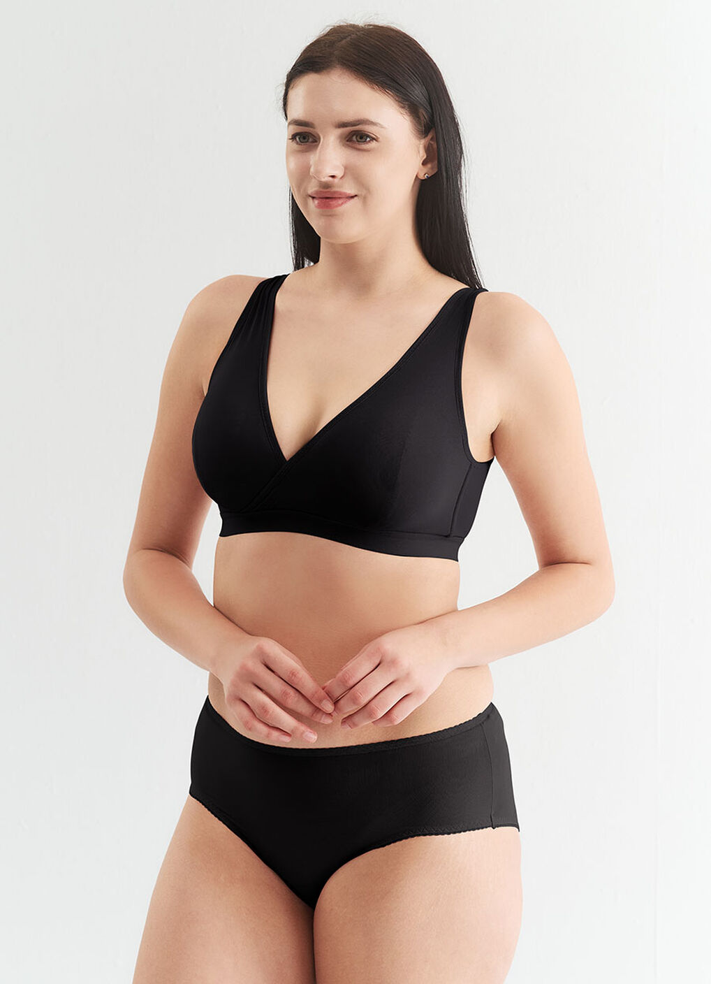Ultra Breezy Crossover Nursing Sleep Bra, Black, hi-res image number 2