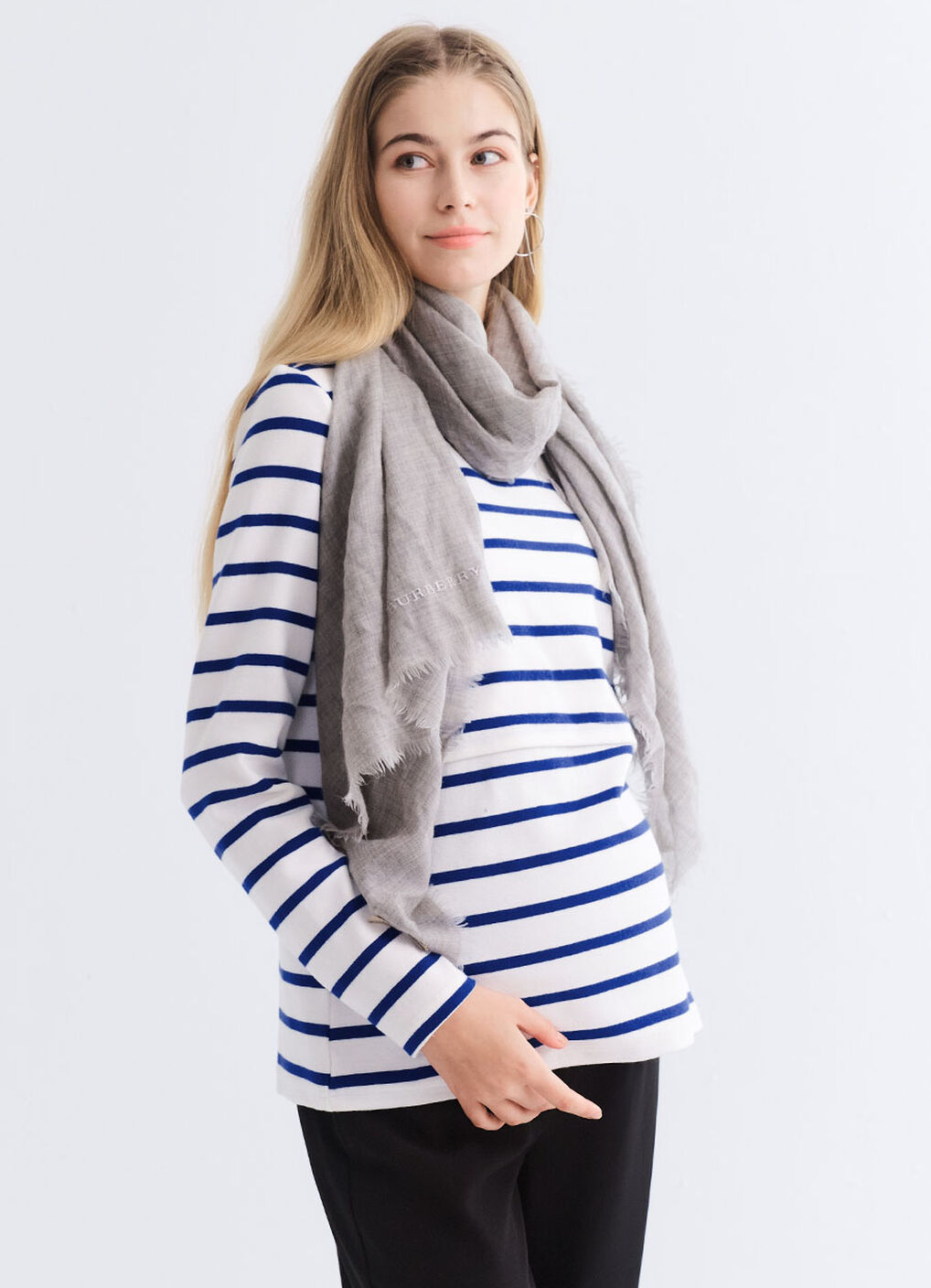 Striped Boat Neck Maternity & Nursing Top, , hi-res image number 5