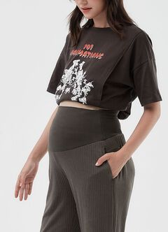 Pleated Maternity Straight Leg Pants, , hi-res