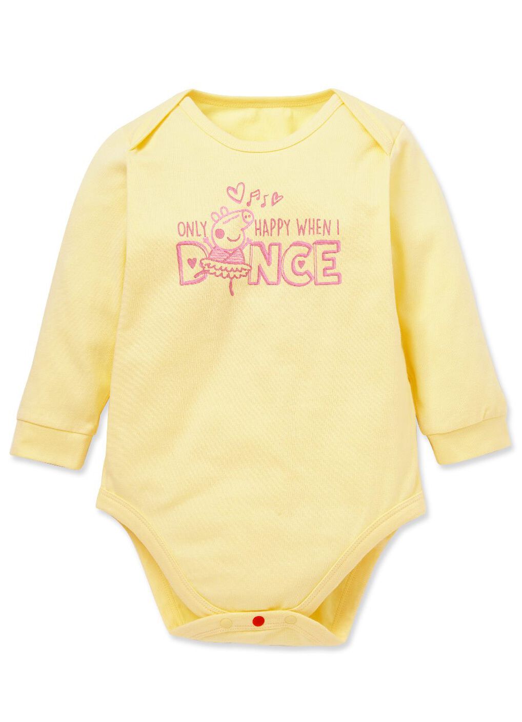 Dancing Peppa Pig Baby Cotton Long Sleeve Bodysuit, , hi-res image number 0