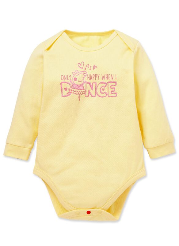 Dancing Peppa Pig Baby Cotton Long Sleeve Bodysuit