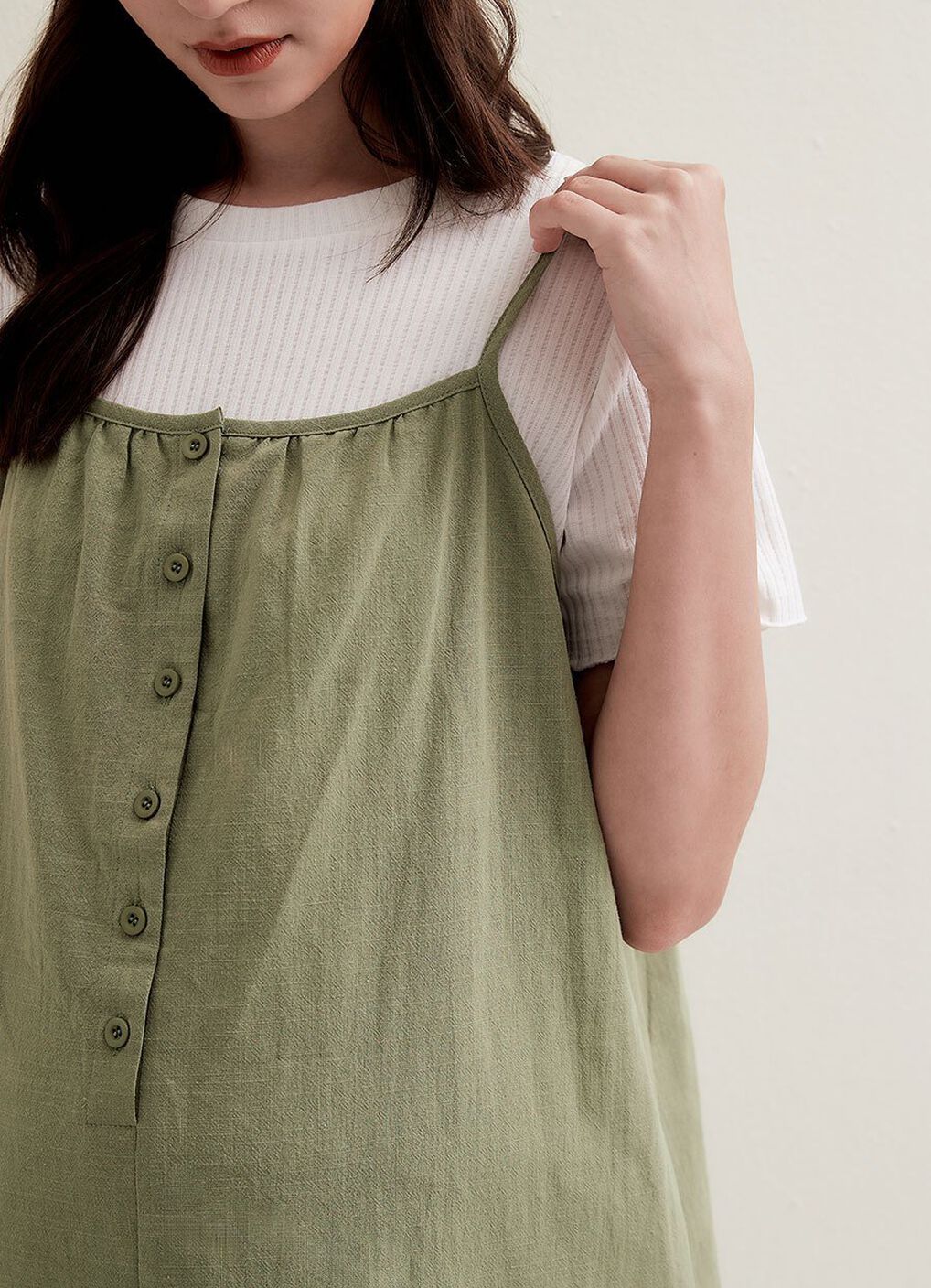 Buttoned Short Sleeve Maternity & Nursing Dress, Olive, hi-res image number 4