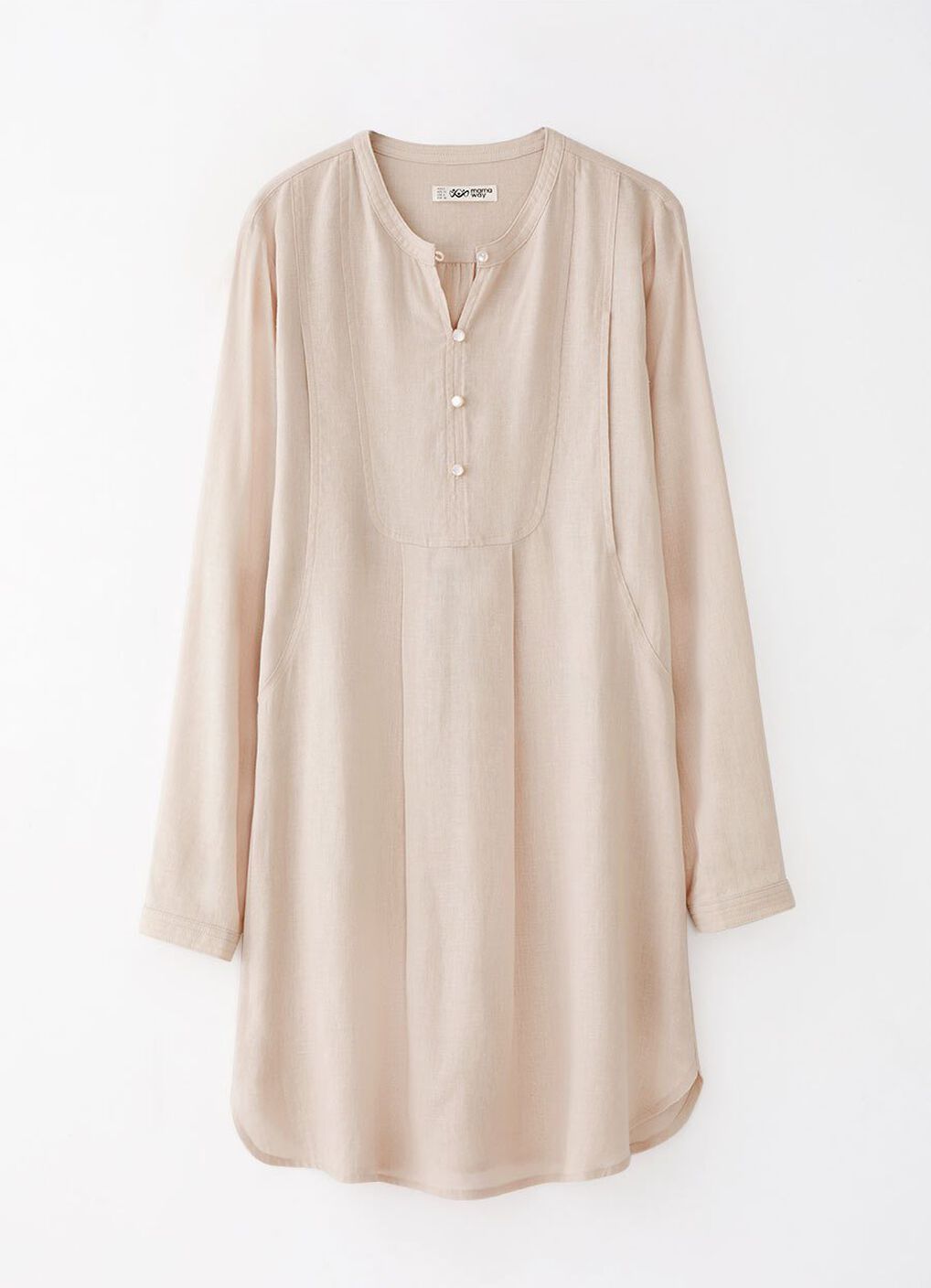 Half Button Round Neck Maternity & Nursing Long Top, , hi-res image number 5