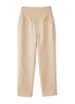 Cropped Maternity Slim Pants, Cream, hi-res