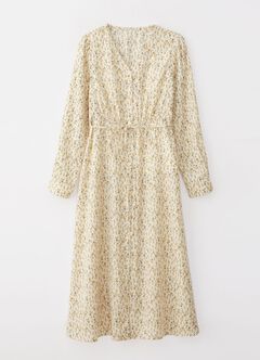 Floral Print V-Neck Maternity & Nursing Dress, Cream, hi-res