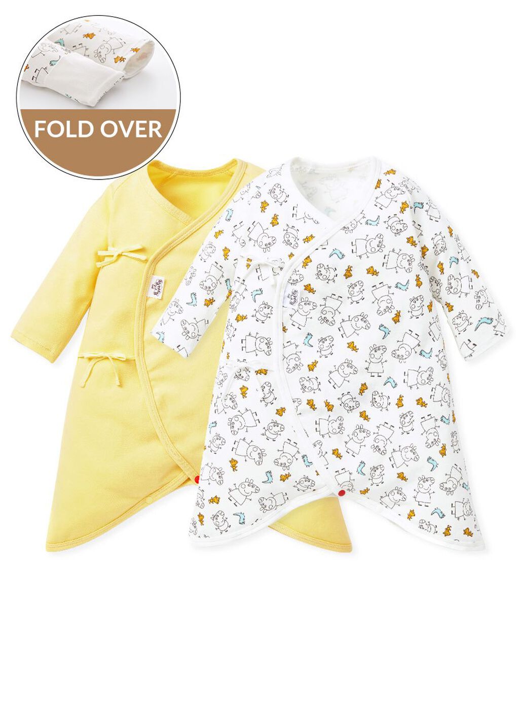 Line Arts Peppa Pig Newborn Cotton L/S Romper 2 Pcs Pack, Butter, hi-res image number 0