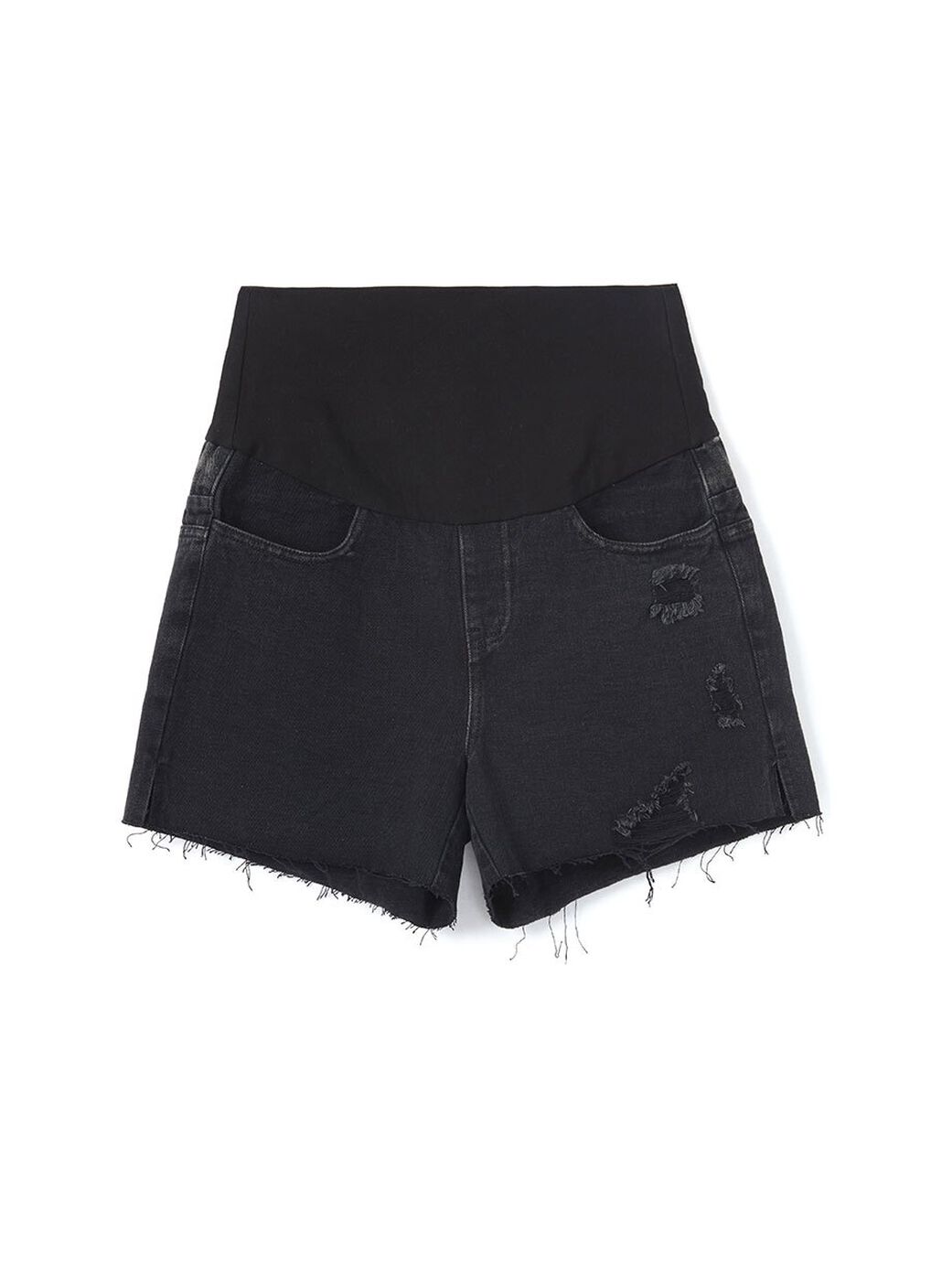 Raw Hem Ripped Maternity Denim Shorts, , hi-res image number 6