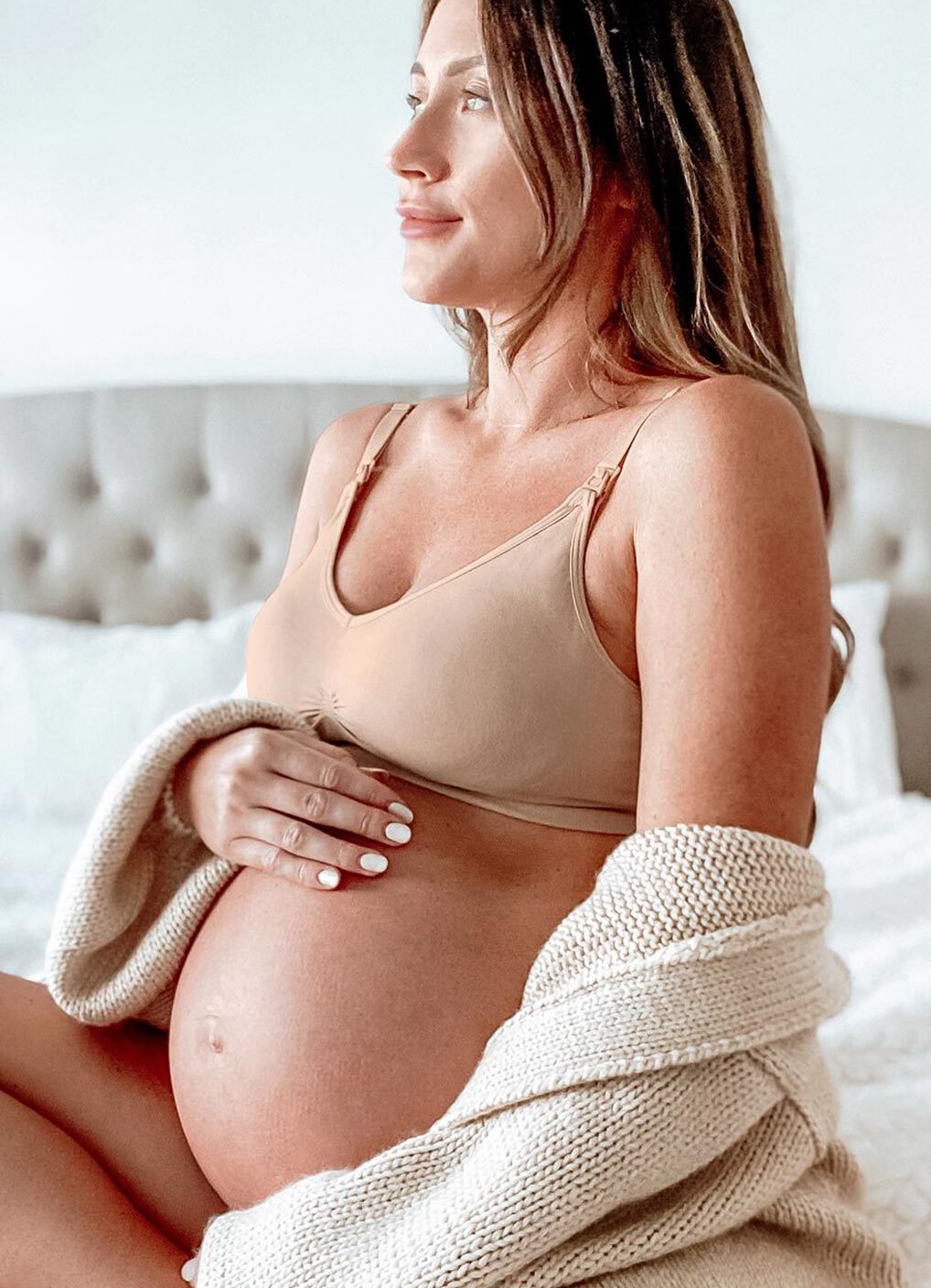 Ultra Breezy Seamless Maternity & Nursing Bra, Nude, hi-res image number 4