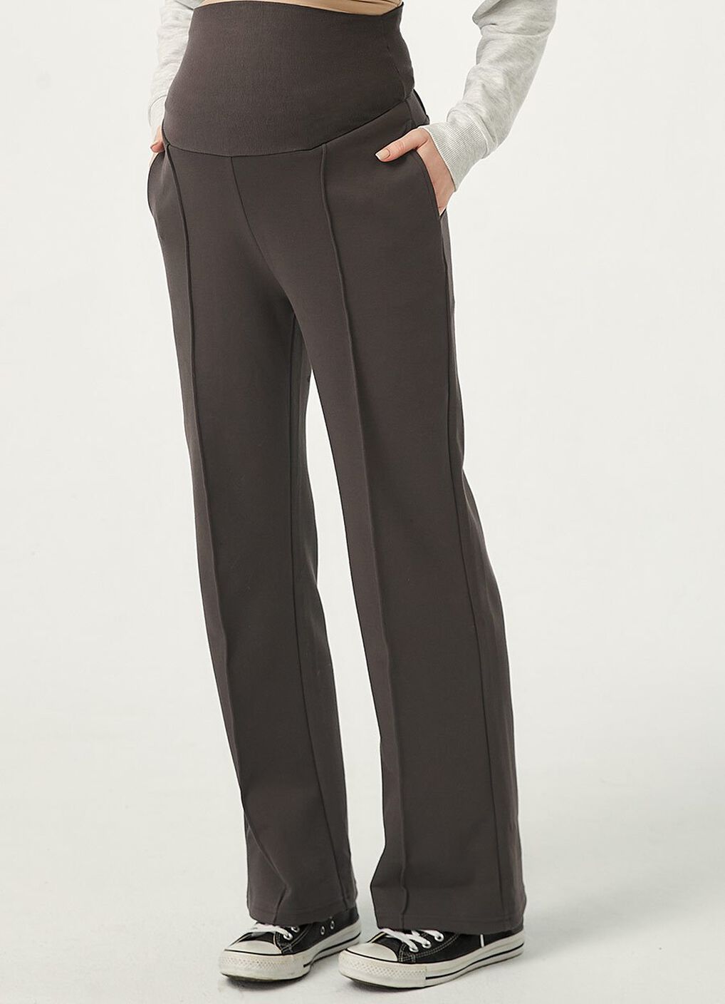 Relaxed Maternity Slim Pants, Charcoal, hi-res image number 1
