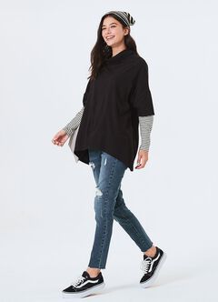 Raw Hem Ripped Maternity Skinny Jeans, , hi-res