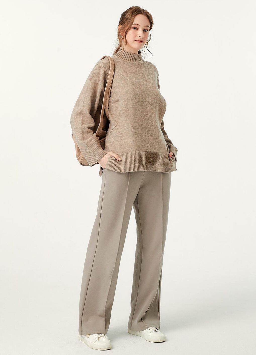 Relaxed Maternity Slim Pants, Khaki, hi-res image number 4