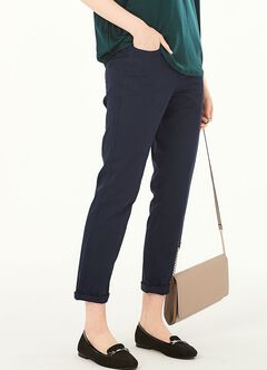 Cotton Maternity Slim Pants, Navy, hi-res