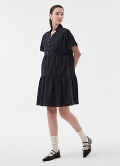 Cotton Maternity & Nursing Short Sleeve Tiered Dress, , hi-res