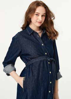 Denim Belted M&N Shirt Dress, , hi-res