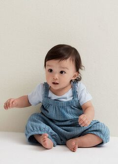 Spaghetti Strap Baby Bib Shorts, Blue, hi-res