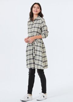 Classic Plaid Maternity & Nursing Shirt Dress, Cream, hi-res
