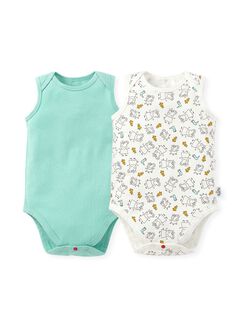 Line Arts Peppa Pig Baby Cotton S/L Bodysuit 2 Pcs Pack, Sage Green, hi-res