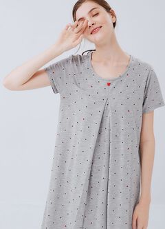 Mickey Dotty Maternity & Nursing Pyjama Dress, Silver, hi-res