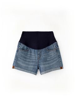 Cuffed Maternity Denim Shorts, , hi-res