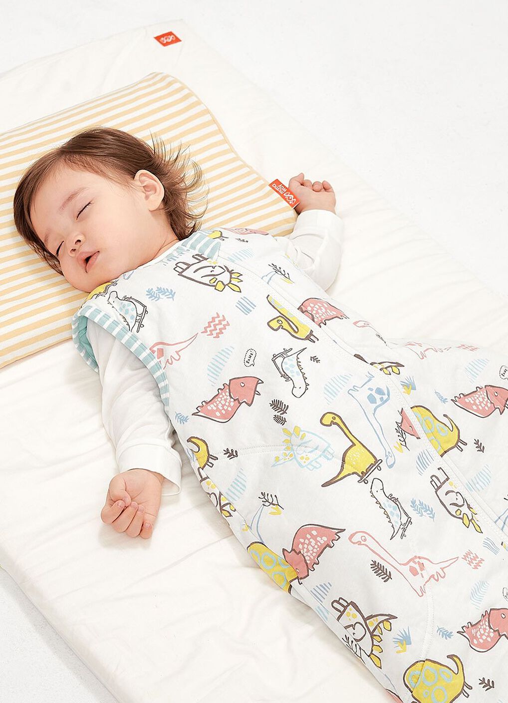 Lightweight Optimum Temp. Sleep Suit- Dinosaur, Sage Green, hi-res image number 1