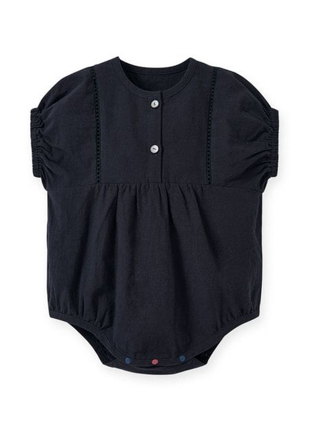 Lace Baby Puff Sleeve Romper, Navy, hi-res image number 0