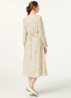 Floral Print V-Neck Maternity & Nursing Dress, Cream, hi-res