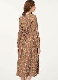 Floral Print V-Neck Maternity & Nursing Dress, Brown, hi-res