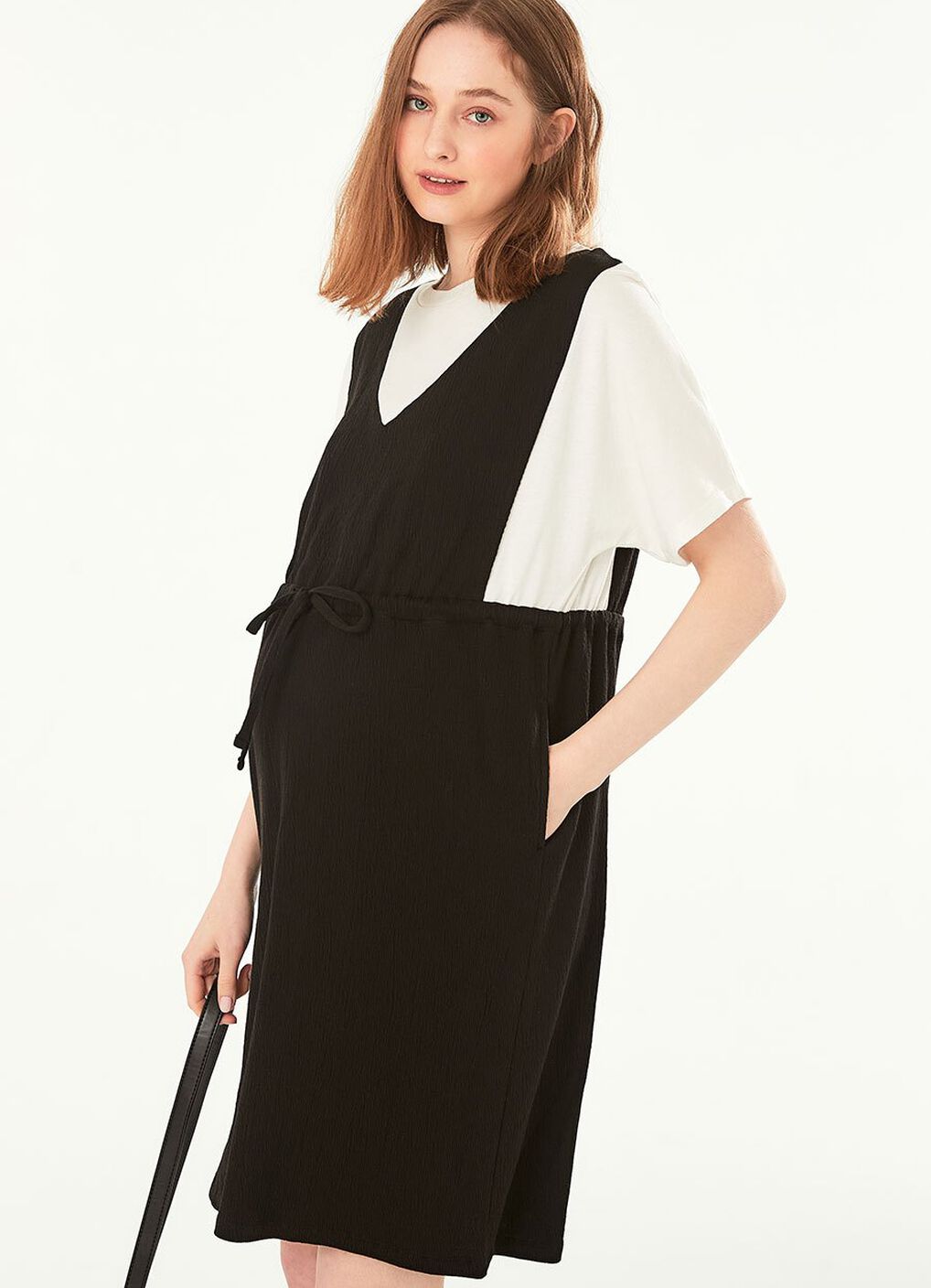 2 in 1 Splicing Maternity & Nursing Dress, Black, hi-res image number 2