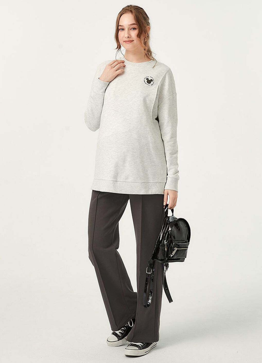 Relaxed Maternity Slim Pants, Charcoal, hi-res image number 4