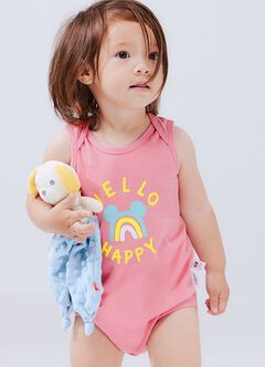 Baby Cotton Mesh Sleeveless Bodysuit 2 Pack, Fuschia, hi-res