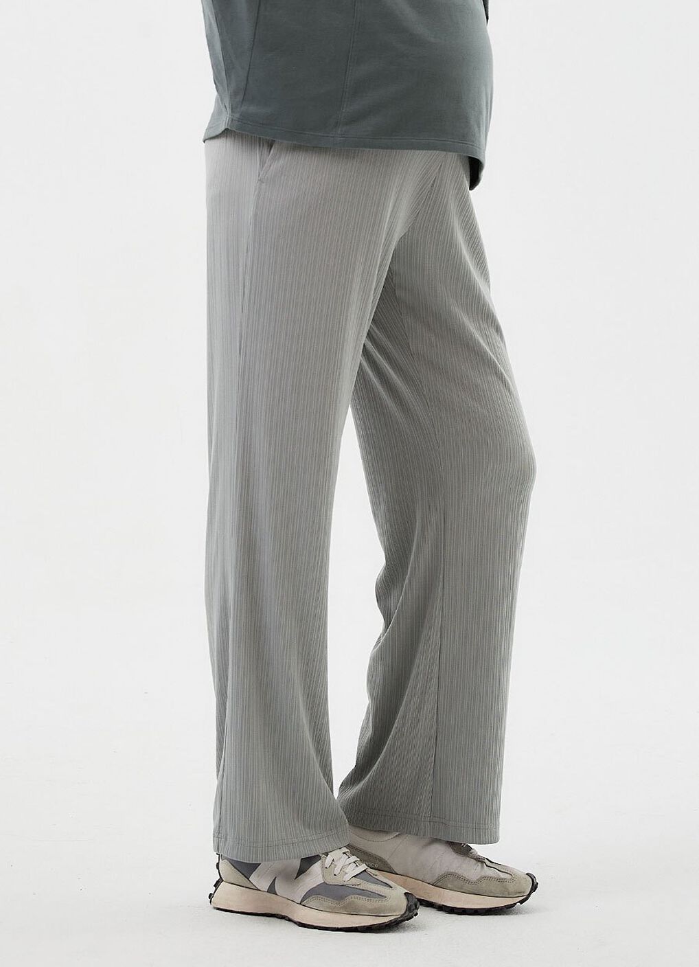 Pleated Maternity Straight Leg Pants, Silver, hi-res image number 0