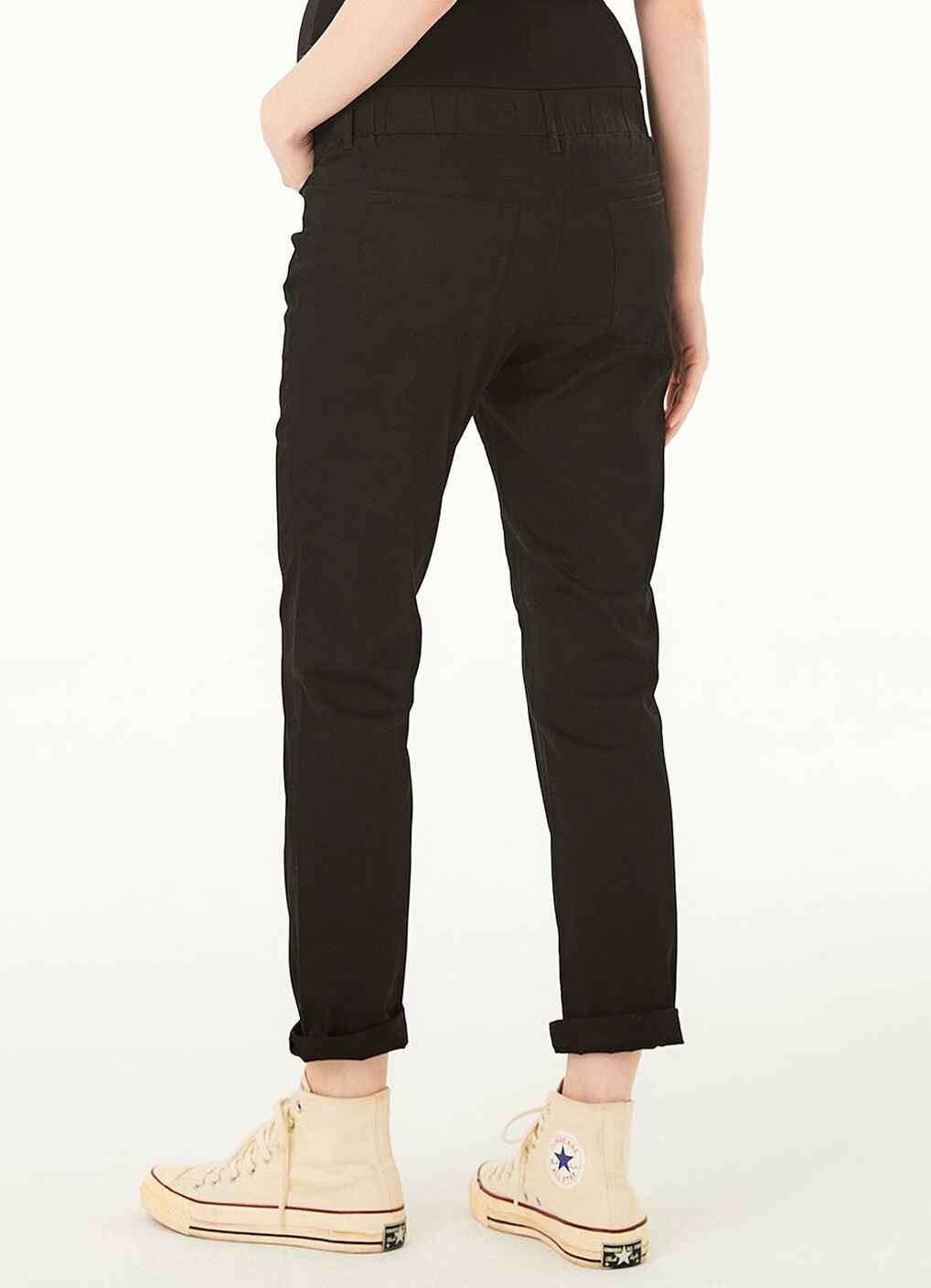 Cotton Maternity Slim Pants, Black, hi-res image number 3