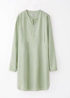 Half Button Round Neck Maternity & Nursing Long Top, Lime, hi-res