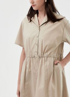 Collared Tie Waist Maternity & Nursing Short Sleeve Dress, , hi-res