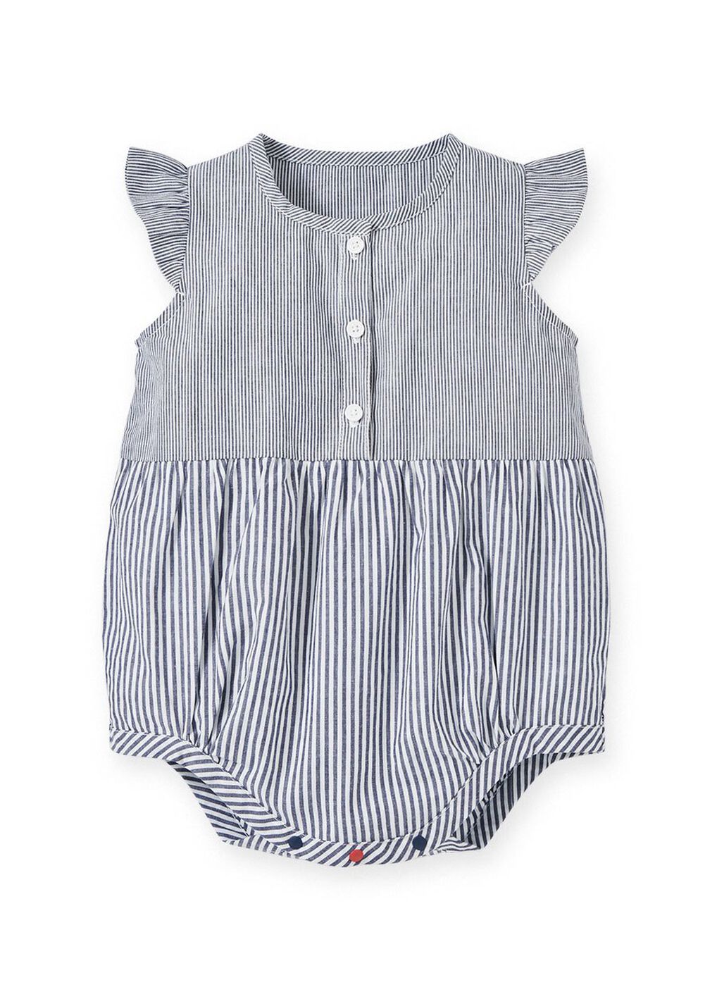 Striped Baby Ruffle Sleeve Romper, , hi-res image number 0