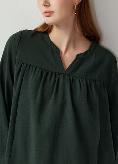 Pleated V-Neck Maternity & Nursing Top, Dark Green, hi-res