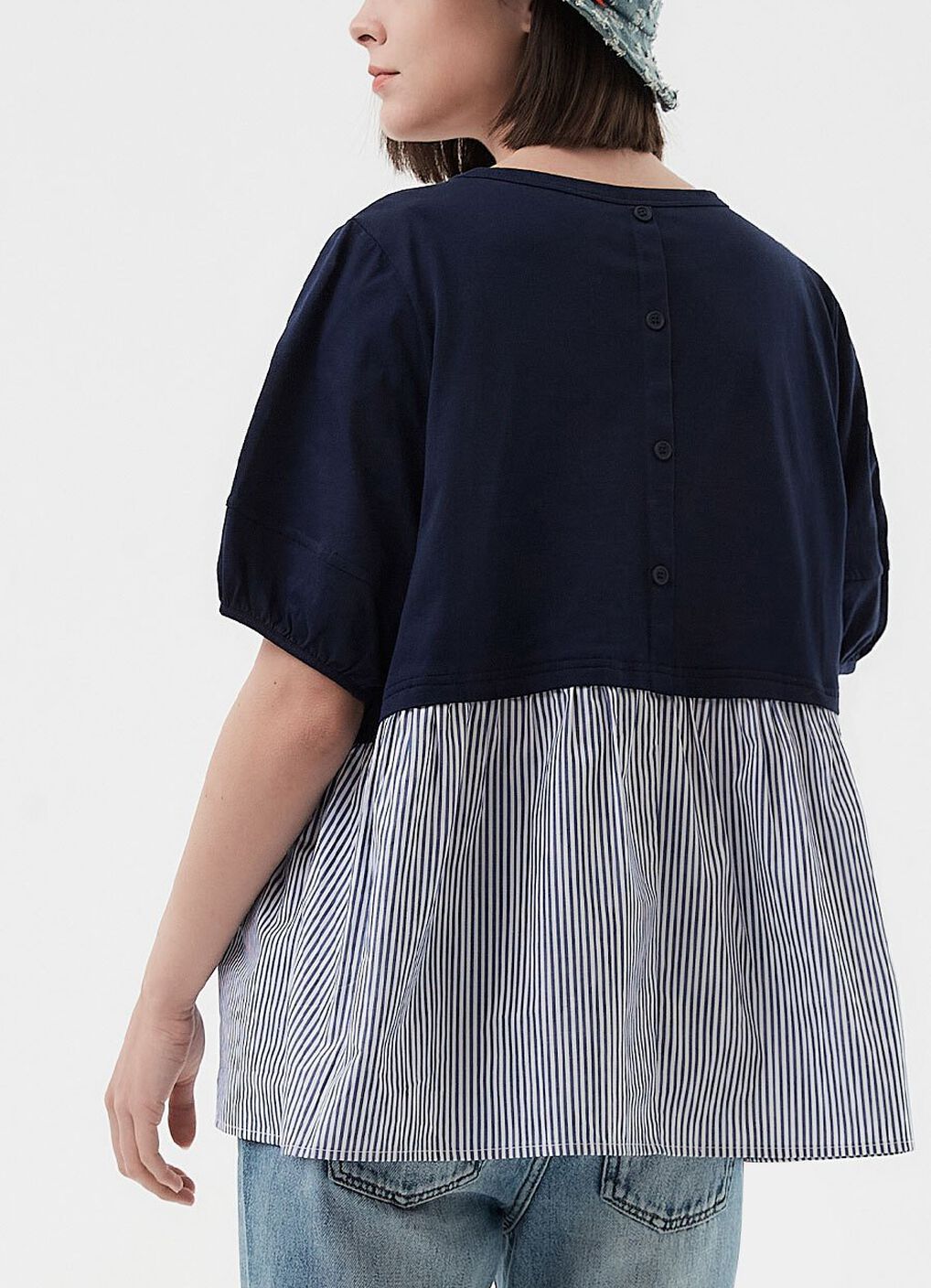 Umbrella Hem Short Sleeve Maternity & Nursing Top, Navy, hi-res image number 2