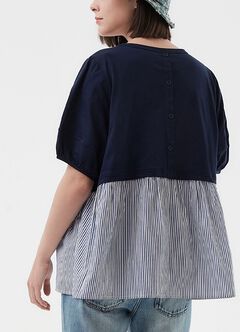 Umbrella Hem Short Sleeve Maternity & Nursing Top, Navy, hi-res