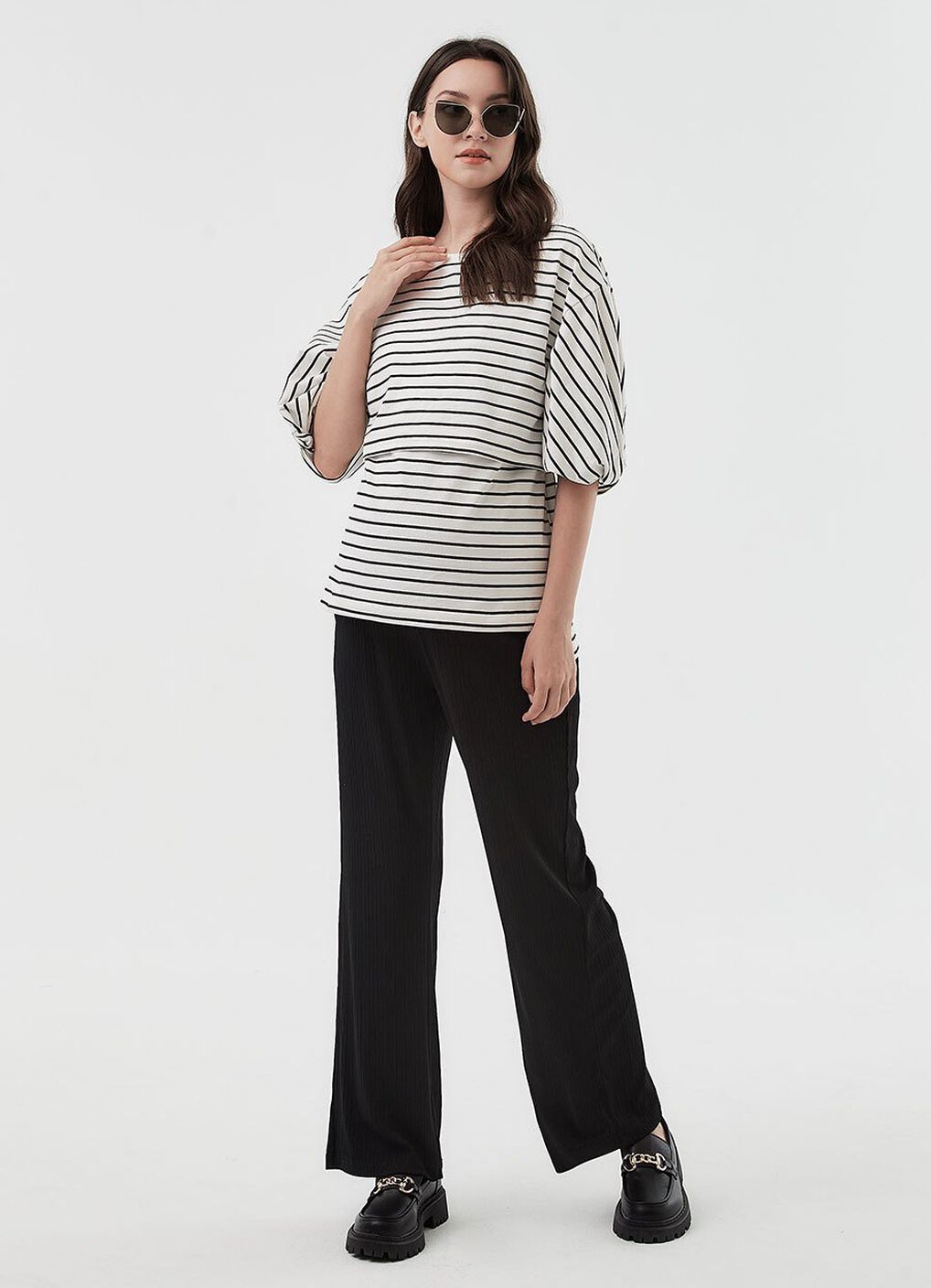 Pleated Maternity Straight Leg Pants, Black, hi-res image number 5