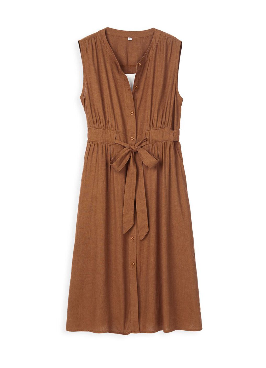 Button-through S/L Maternity & Nursing Dress, Brown, hi-res image number 5