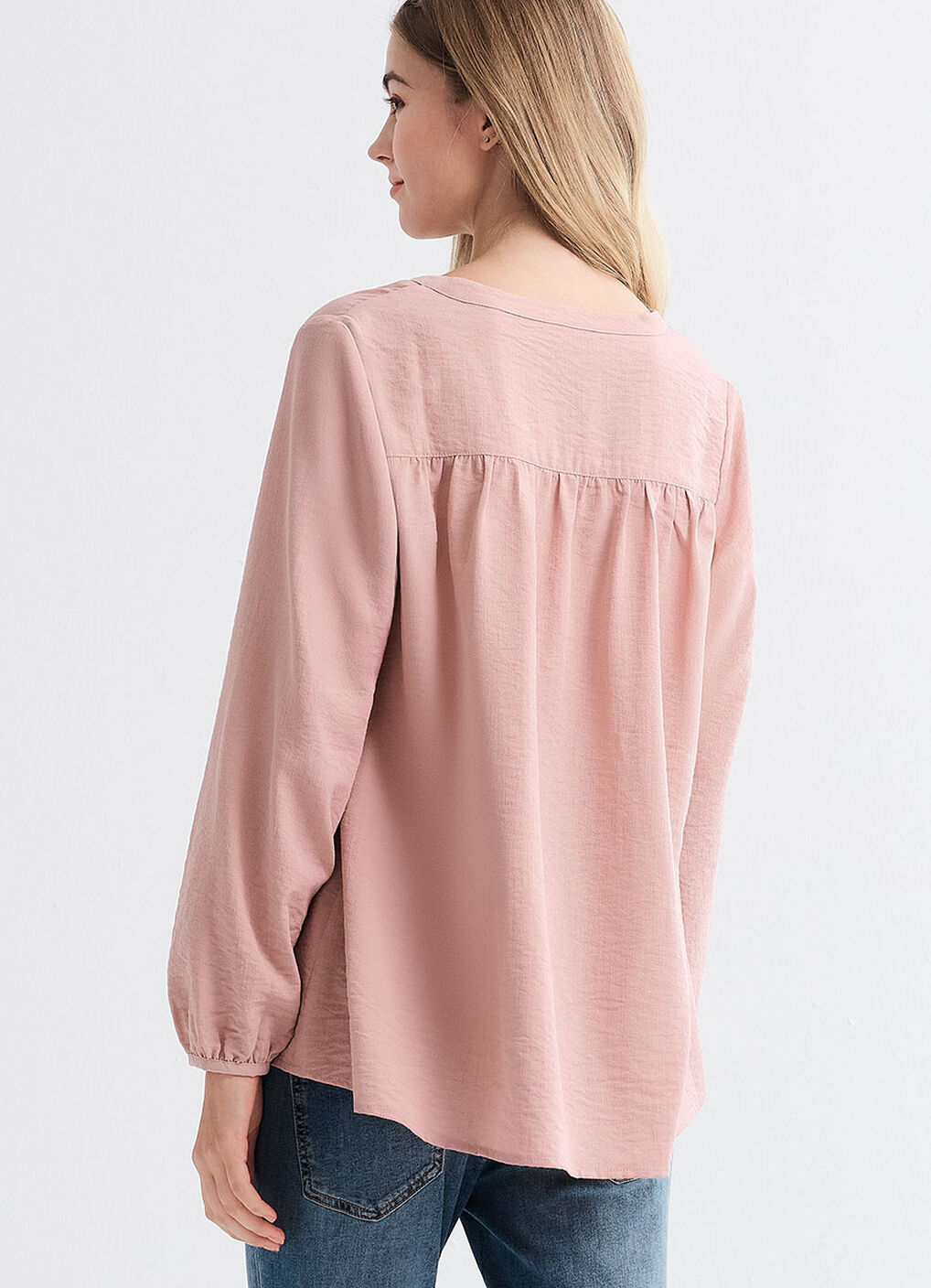 Pleated V-Neck Maternity & Nursing Top, Light Pink, hi-res image number 8