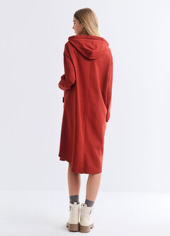 Relaxed Cotton Maternity & Nursing Hoodie Dress, Brick, hi-res